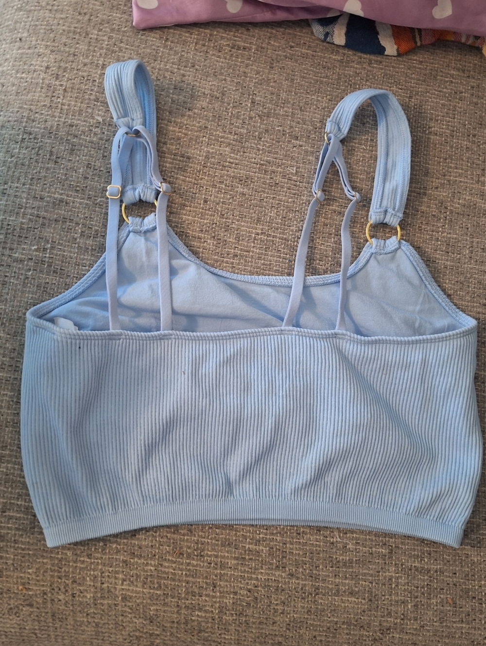 Light Blue Ribbed Bralette Top Aerie‎ Large